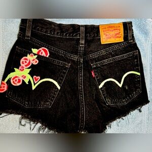 Hand painted 501 Levi shorts.